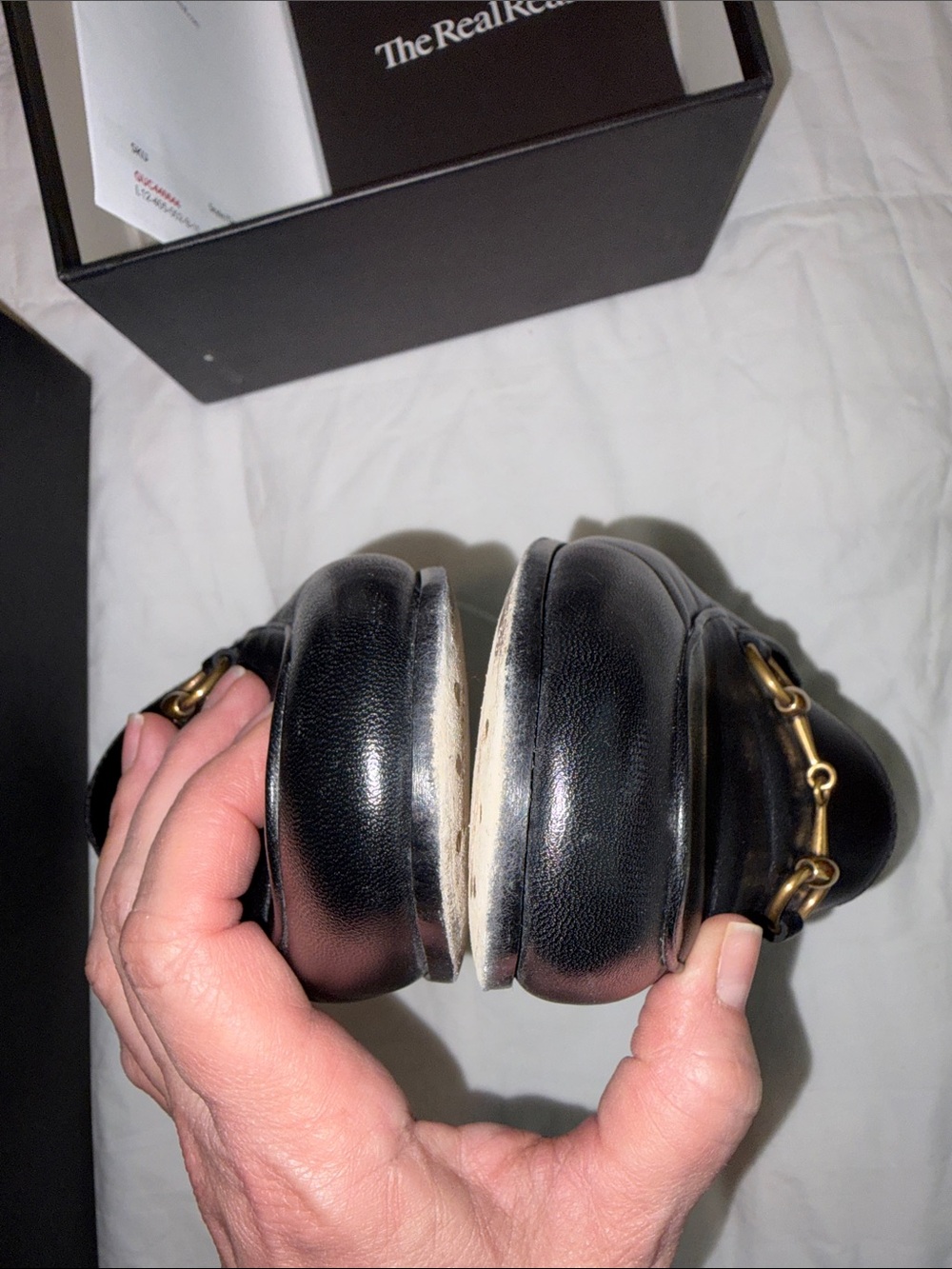 Gucci Black Leather Loafers with Gold Horsebit SZ 36 - Picture 7 of 10